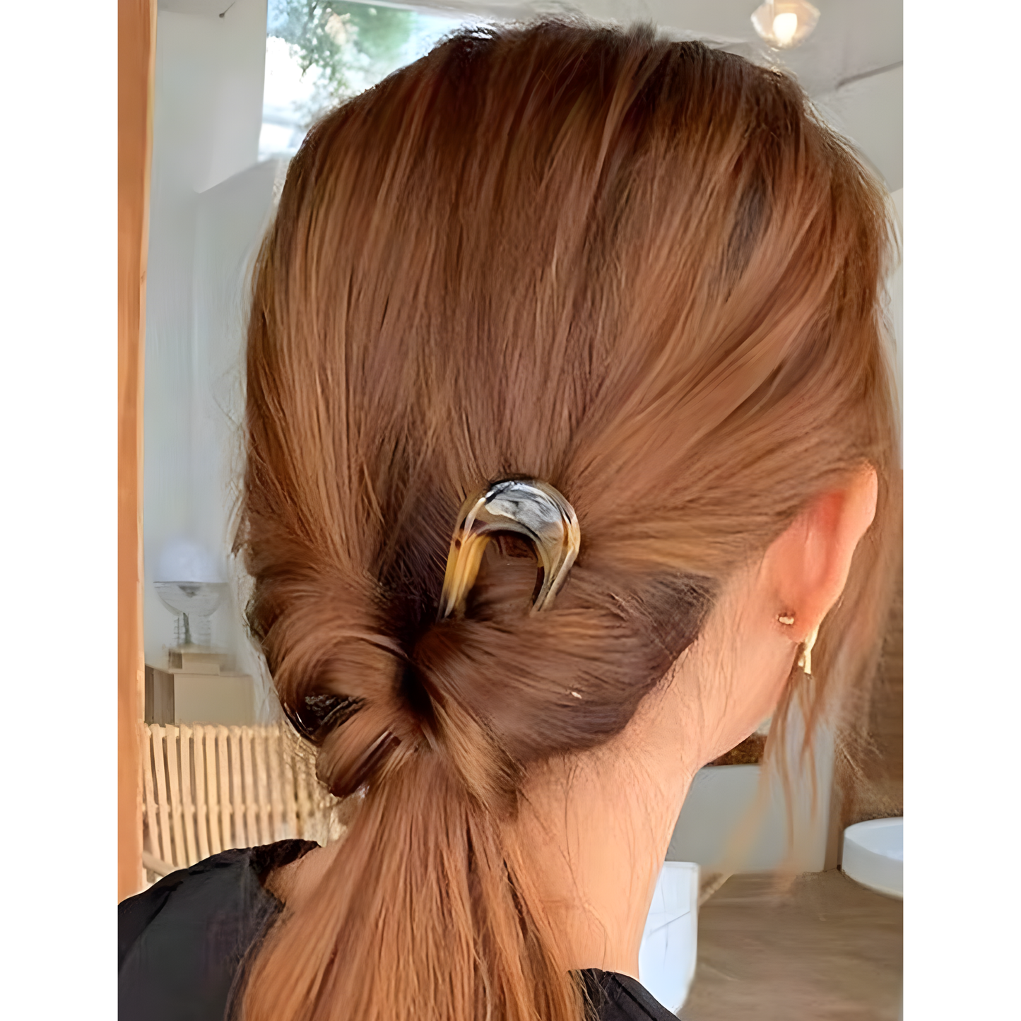 U-Shaped Hair Pin – 12 cm – Tortoise, Beige & Marble Blue