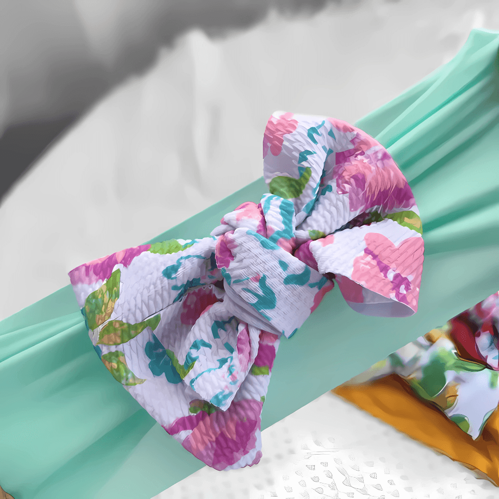 Baby Girl Cute Soft Nylon Headband Bow/ Turban - Gummia