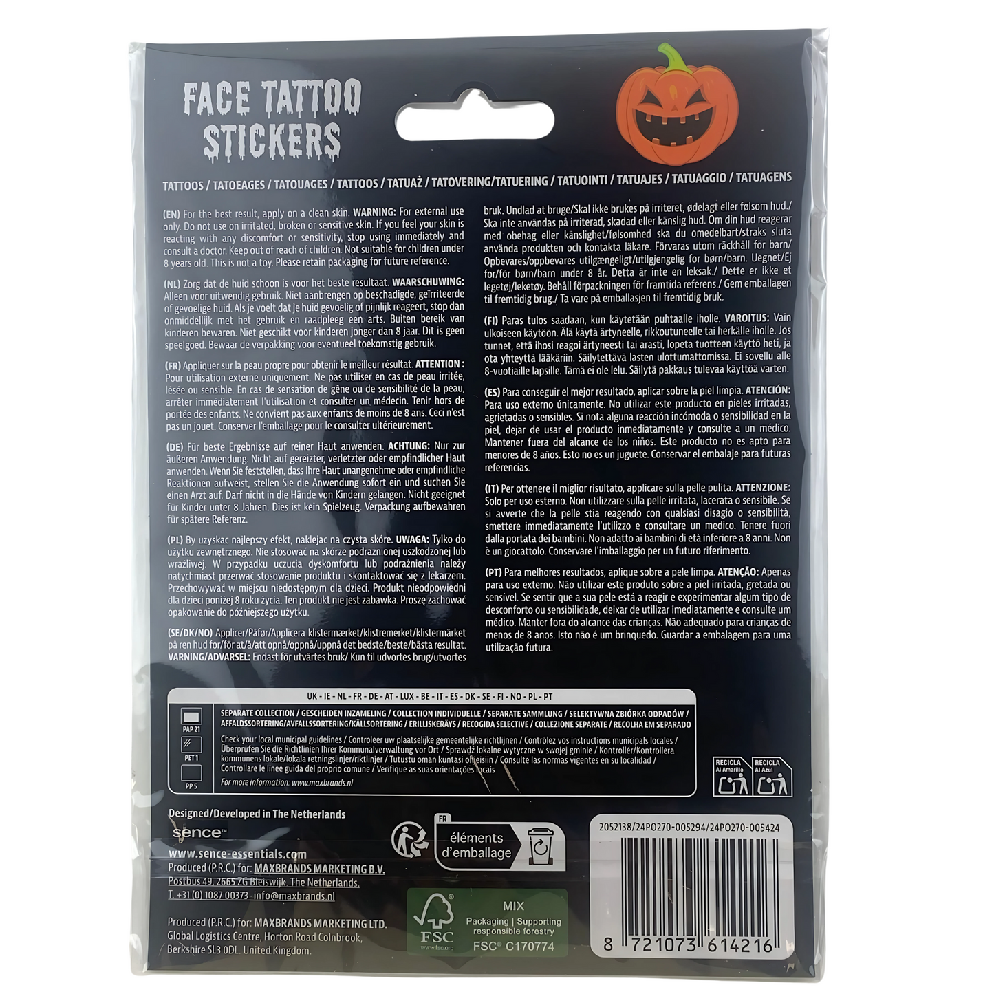 Halloween Face Tattoo Stickers