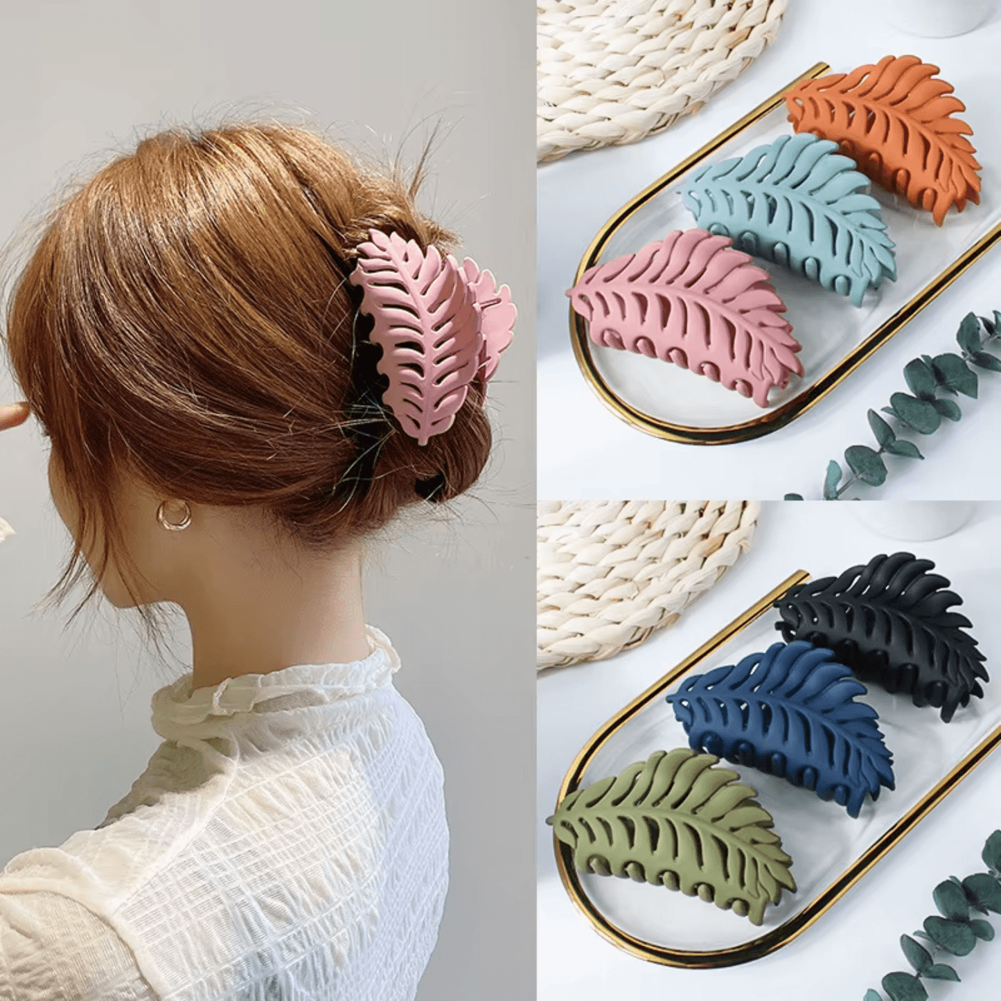Leaf-shaped Matte Claw Clips - Gummia