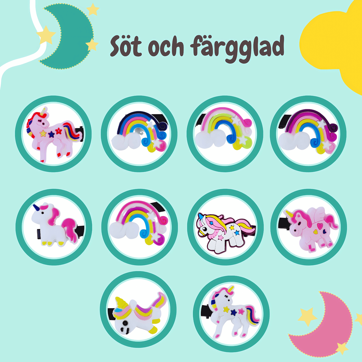 10pcs of Unicorn Themed Hair Clips for Girls - Gummia