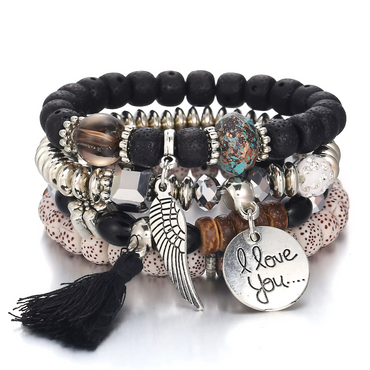 4pcs/set Boho Multilayer Bead Bracelet Set - Gummia