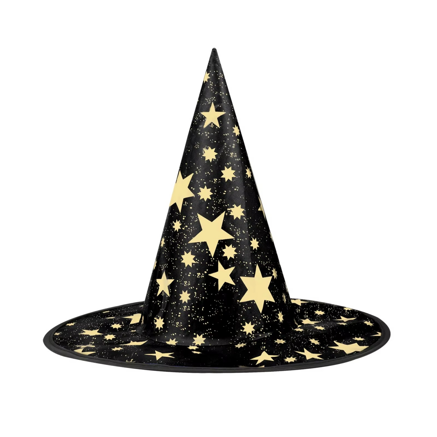 Black Witch Hat Halloween with Golden Stars for Cosplay and Festive Fun