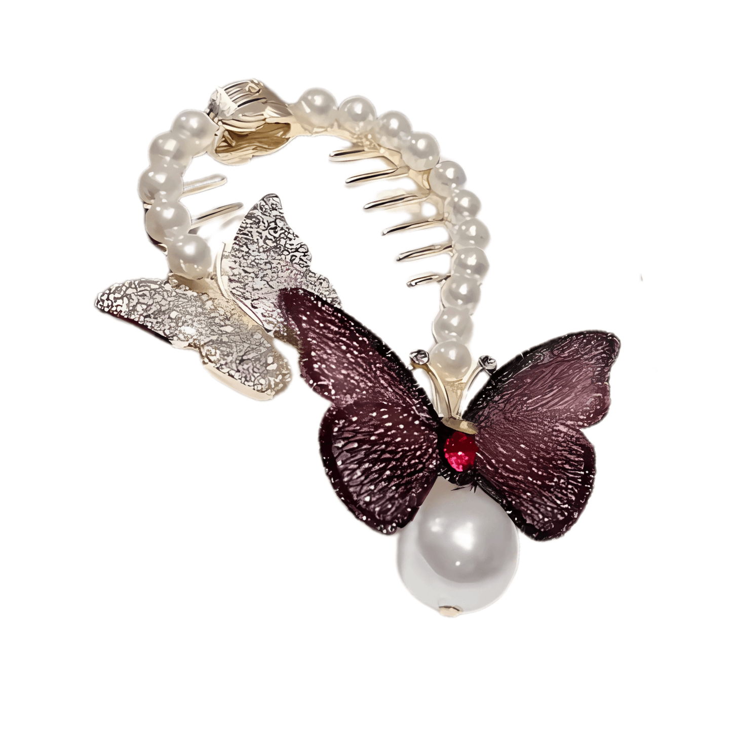 Pearl Butterfly Bun Hair Clip - Gummia