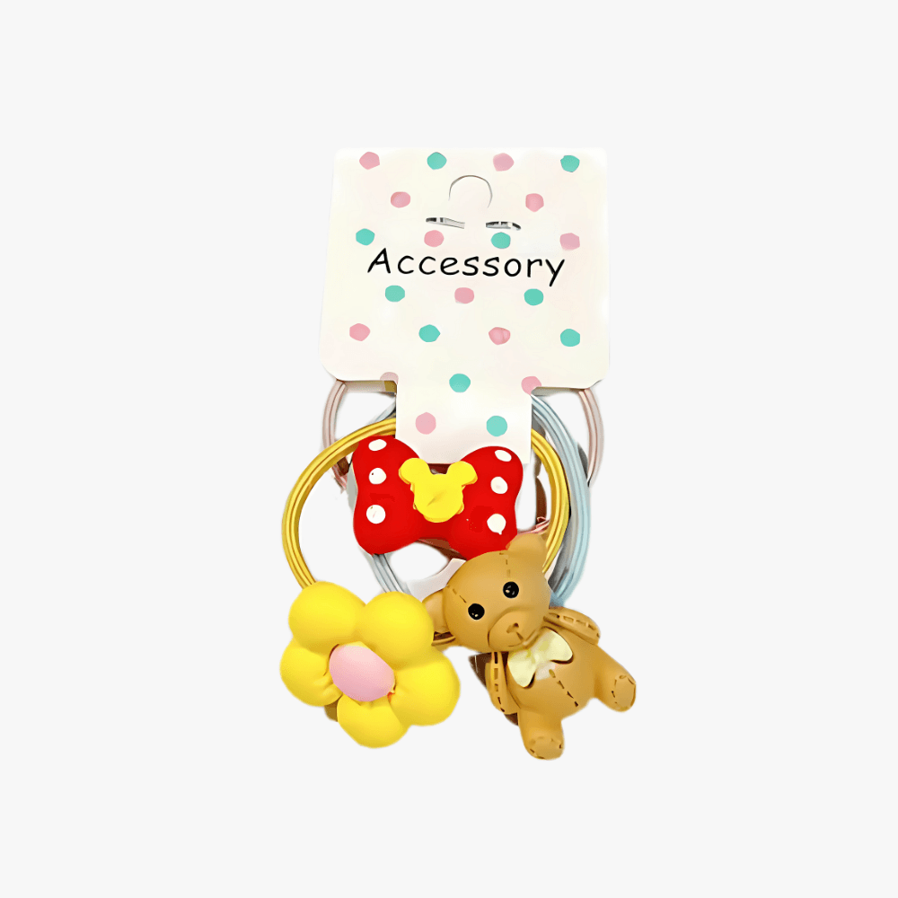 3-Pack Cartoon Elastic Hair Ties for Girls - Gummia