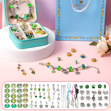 68 Pcs DIY Charm Bracelet kit and Necklace Making Set with Jewellery Box and Gift Bag