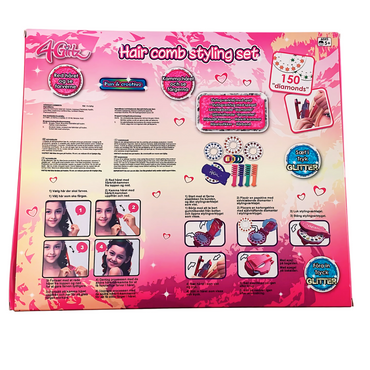 Hair decoration set with diamond stamper, hair color chalk comb and hair ties
