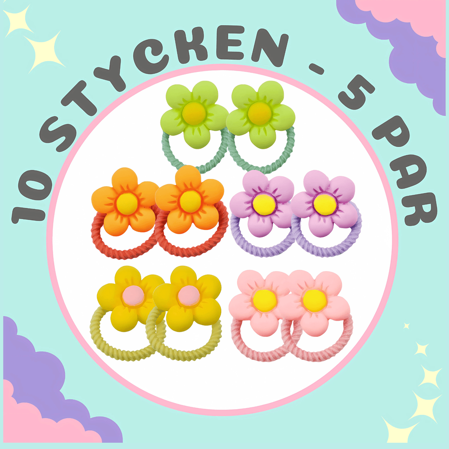 Pack of 10 Cute Little Ring Hair Ties for Kids - Gummia