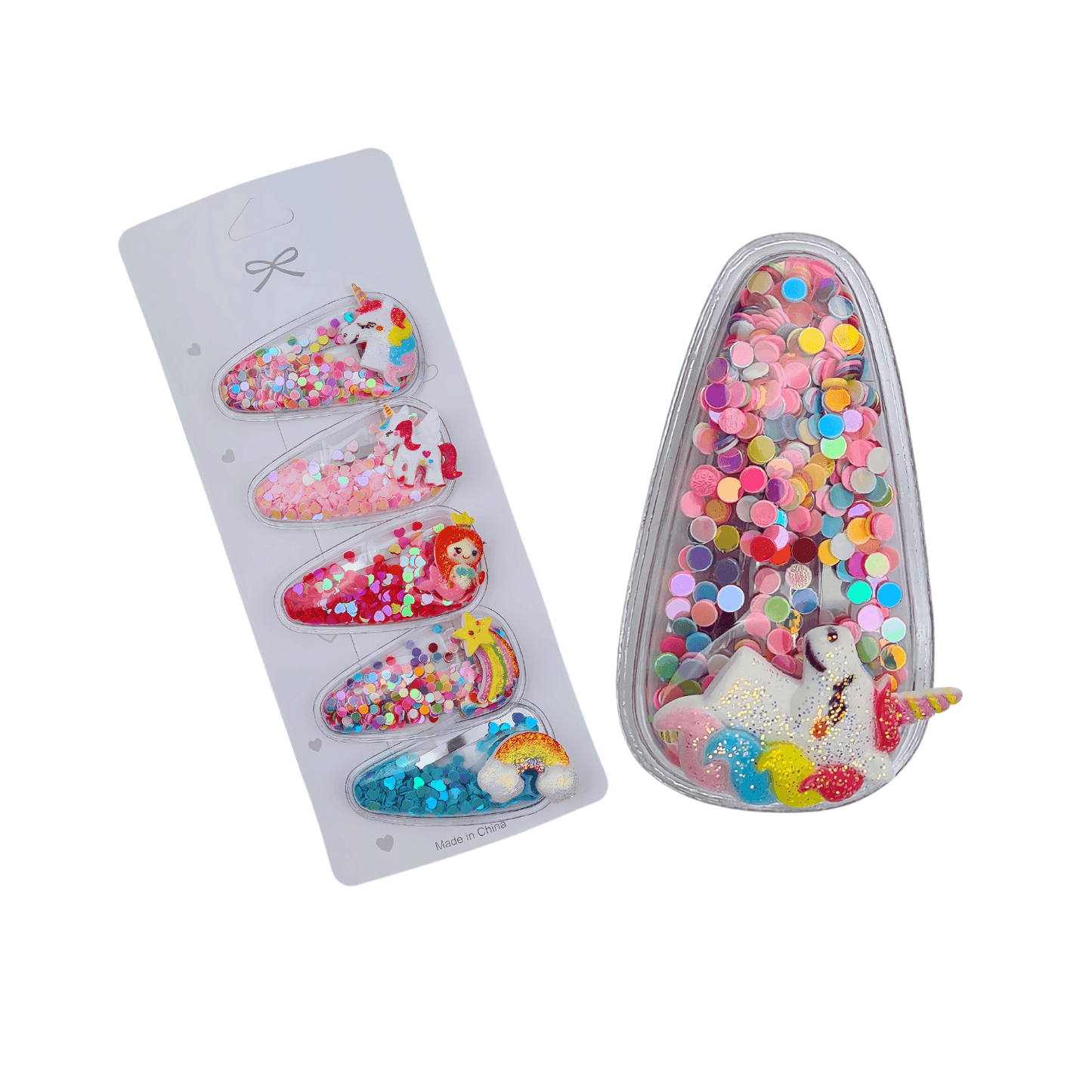 Glitter Quicksand Hair Clips – Set of 5 Sparkly Styles - Gummia