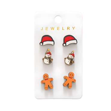 Christmas Wooden Earrings Set – 3 Pairs