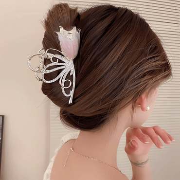 Rhinestone Tulip Claw Clip - Gummia