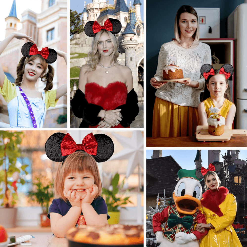 Glitter Mouse Ears Headband & Hair Clips Set - Gummia