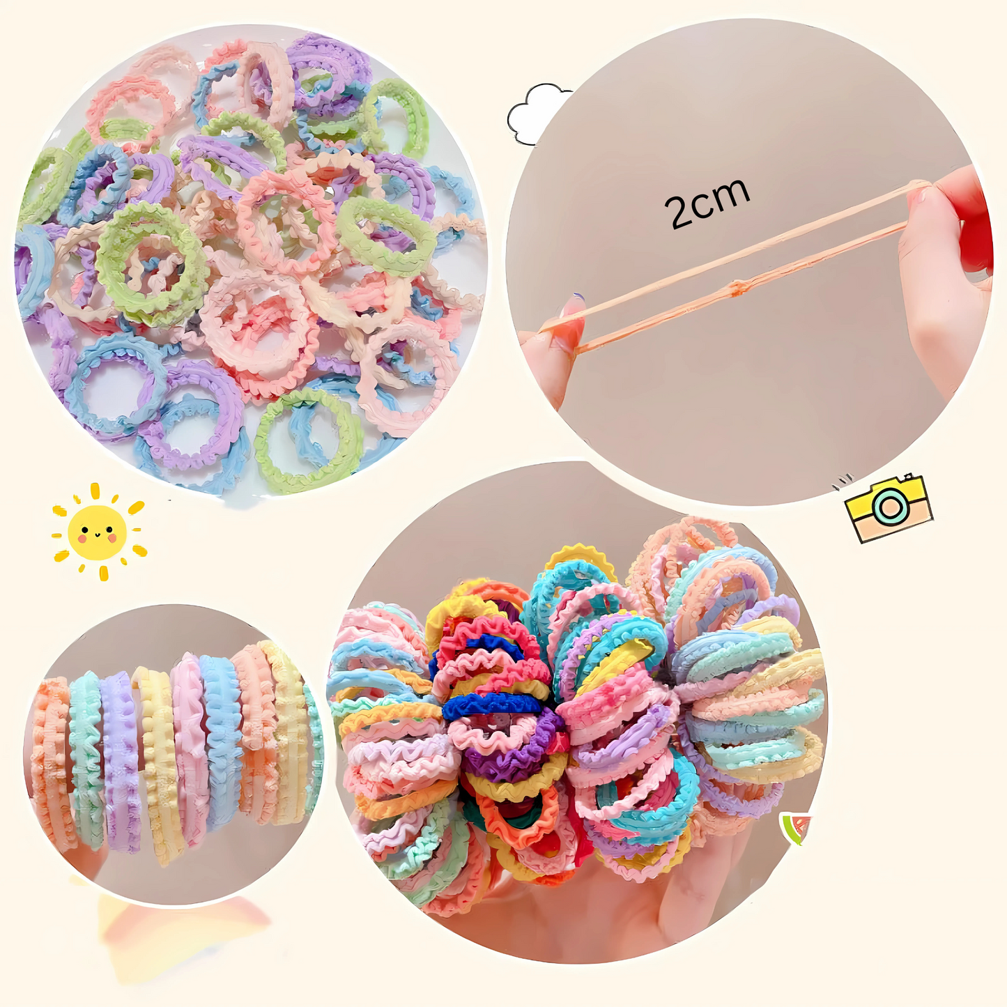 50pcs Spiral mini hairties for kids- Pastel rainbow color