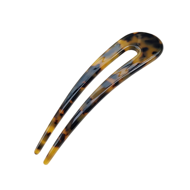 U-Shaped Hair Pin – 12 cm – Tortoise, Beige & Marble Blue