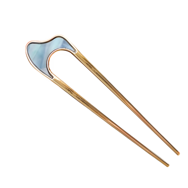 Metal U-Shaped French Gold Hair Pin with marble design