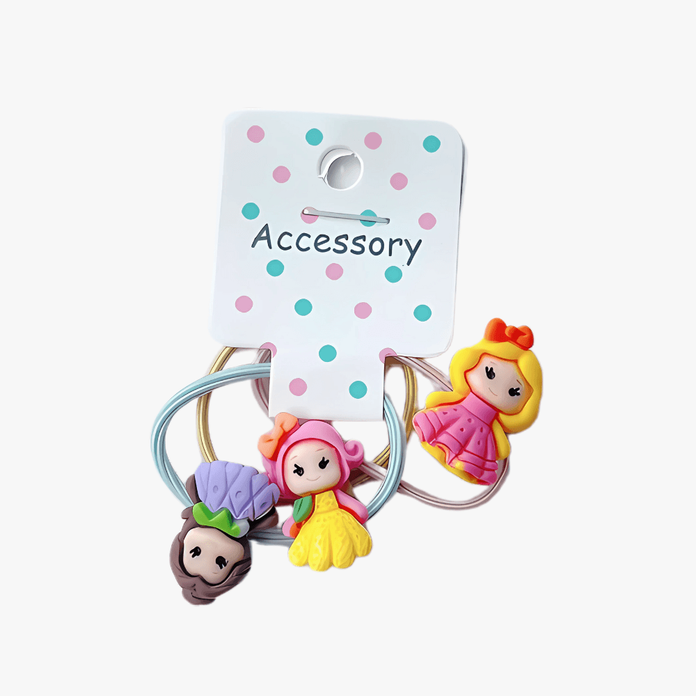 3-Pack Cartoon Elastic Hair Ties for Girls - Gummia