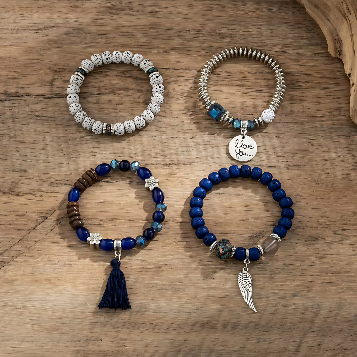 4pcs/set Boho Multilayer Bead Bracelet Set - Gummia