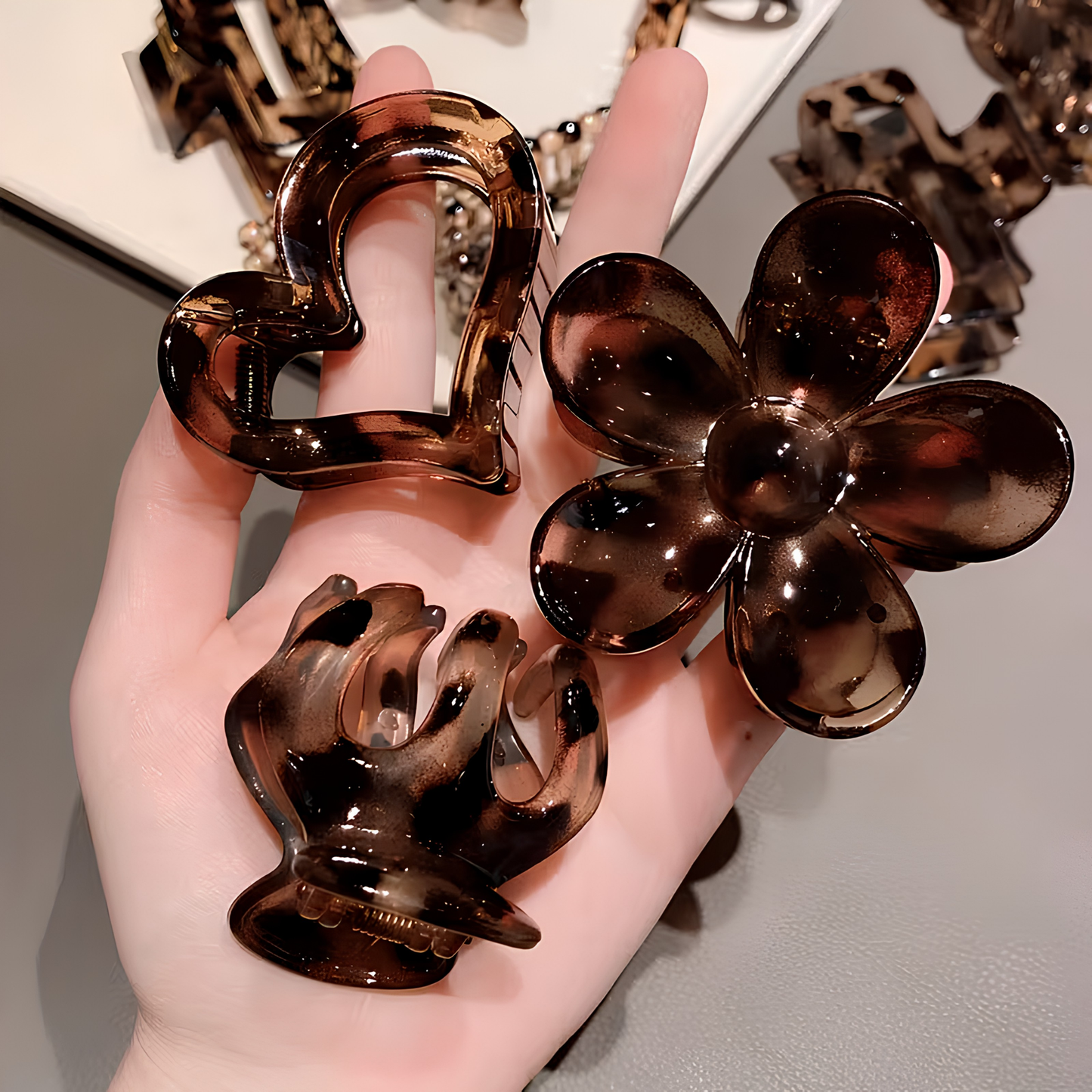 Leopard presentset med hårklämmor – 9 delar