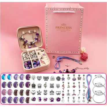 68 Pcs DIY Charm Bracelet kit and Necklace Making Set with Jewellery Box and Gift Bag