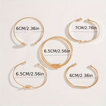 Vintage Gold-Plated Open Cuff Bracelets for Women