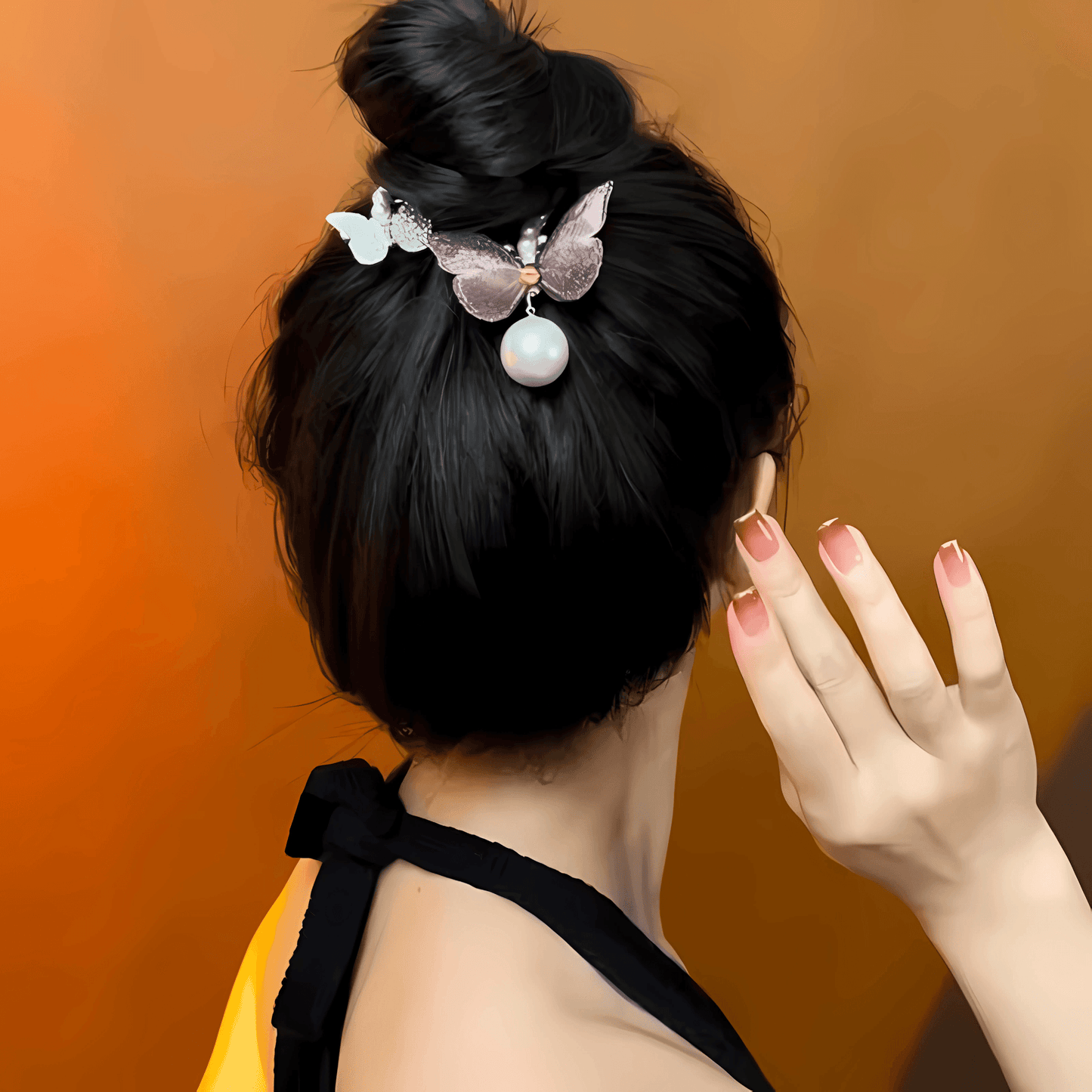 Pearl Butterfly Bun Hair Clip - Gummia