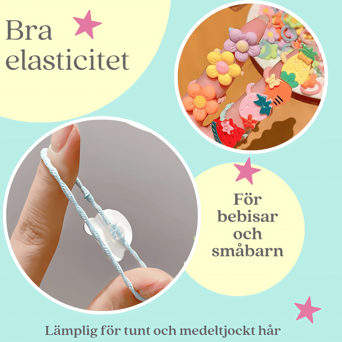 Pack of 10 Cute Little Ring Hair Ties for Kids - Gummia