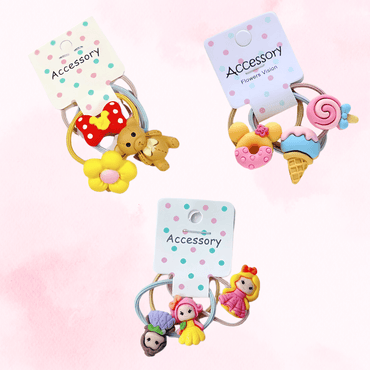 3-Pack Cartoon Elastic Hair Ties for Girls - Gummia