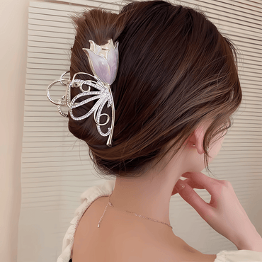 Rhinestone Tulip Claw Clip - Gummia