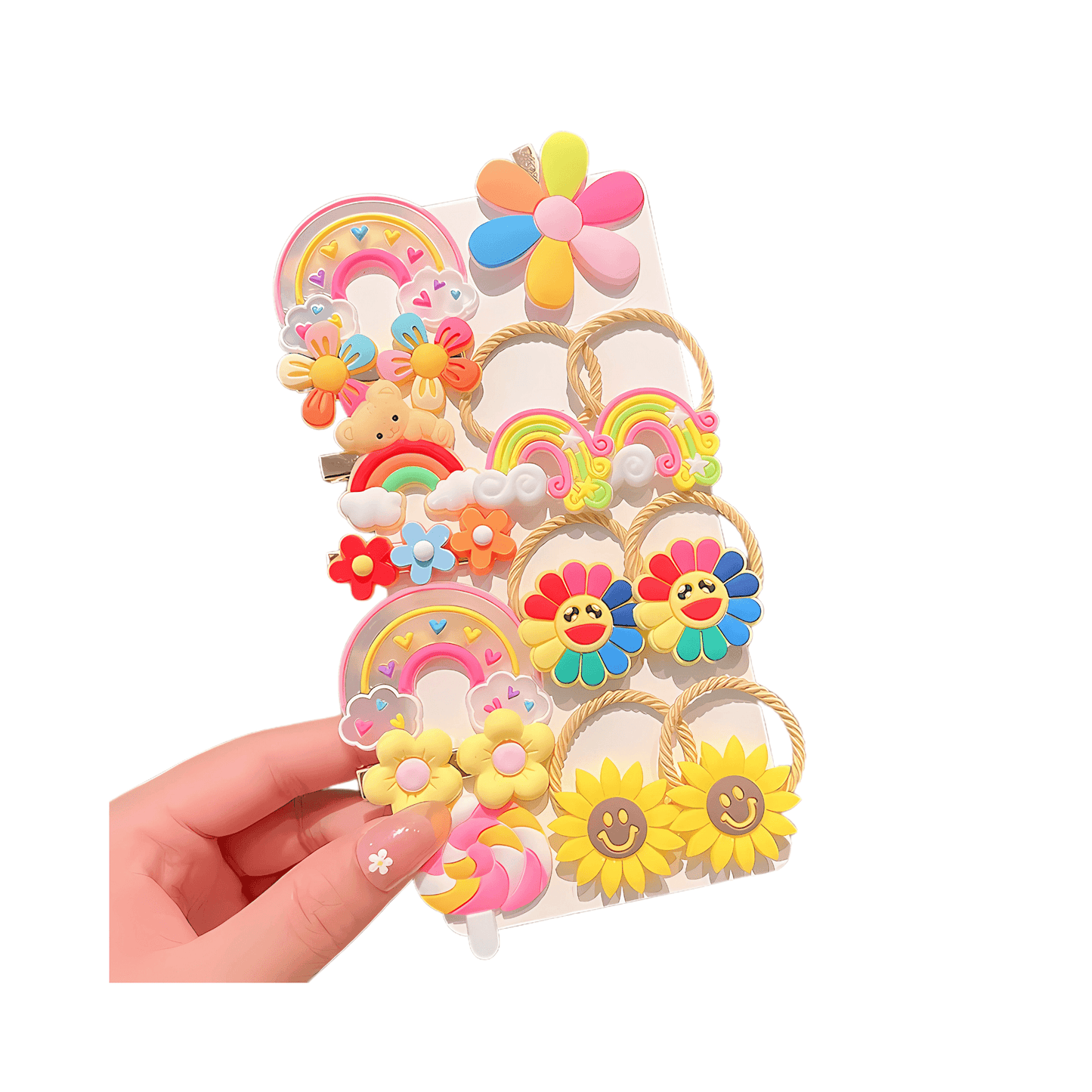 15pcs/card Kids hairties and clip - Gummia