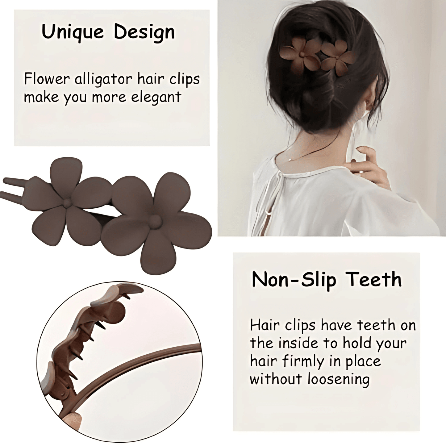 Elegant Double Flower Claw Clip for Women - Gummia