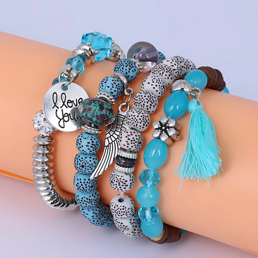 4pcs/set Boho Multilayer Bead Bracelet Set - Gummia