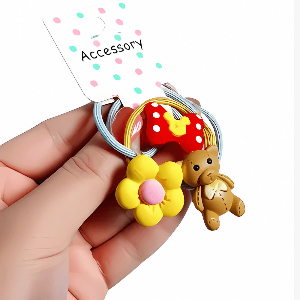 3-Pack Cartoon Elastic Hair Ties for Girls - Gummia
