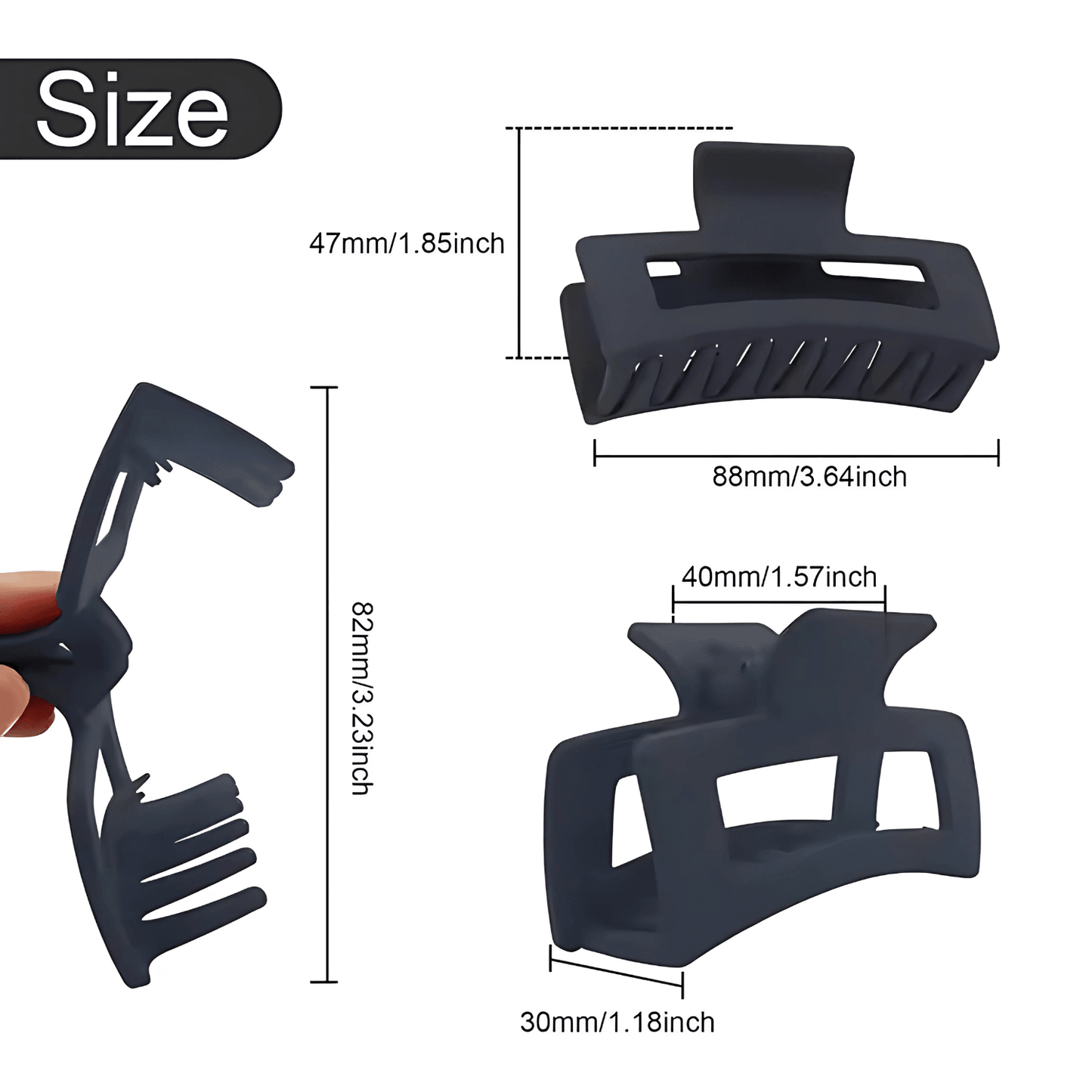 Stylish Matte Rectangle Claw Clip for Women - Gummia
