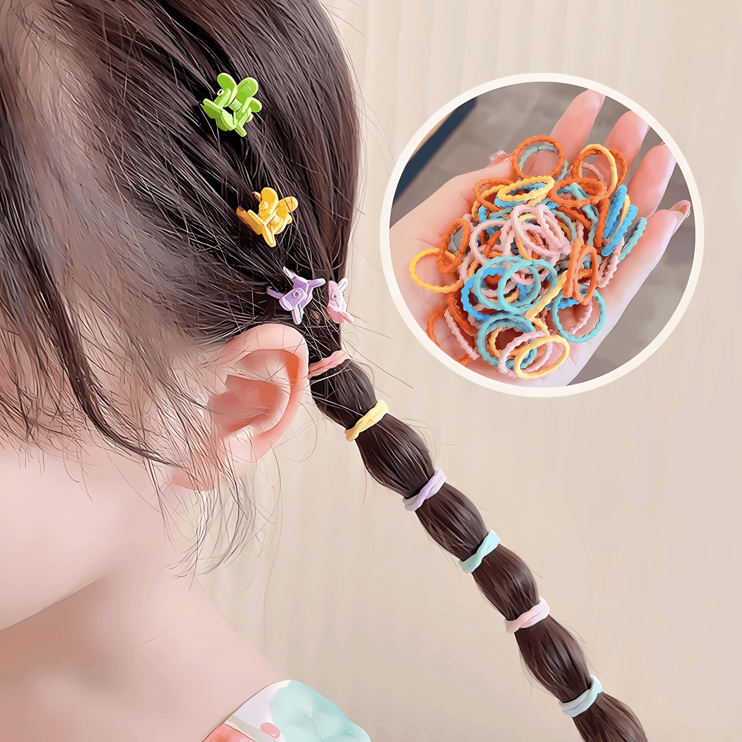 54-Piece Mini Hair Ties and Claw Clip Hair Accessory Set - Gummia