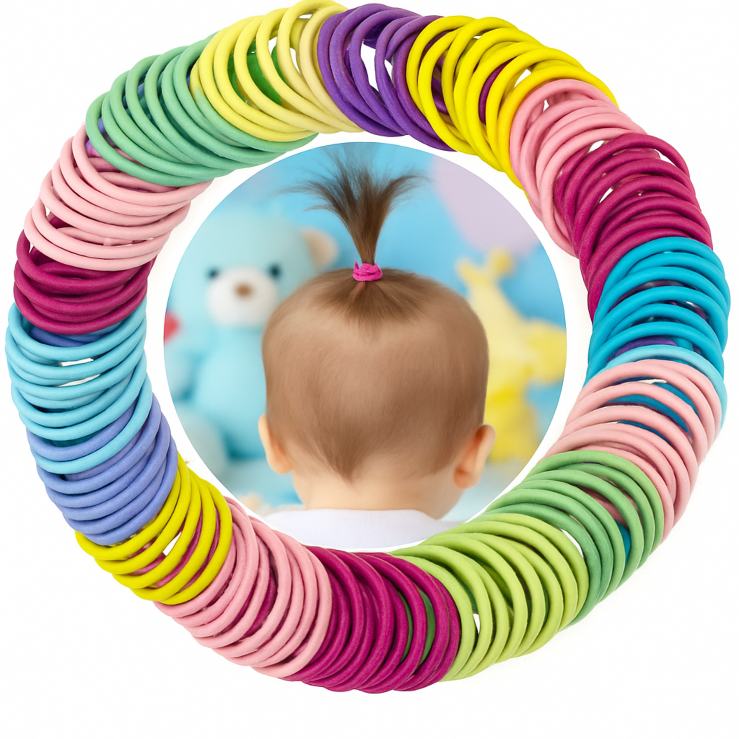 100 Pcs Kids Mini Elastic Hair Ties – Soft, Colorful & Gentle on Hair
