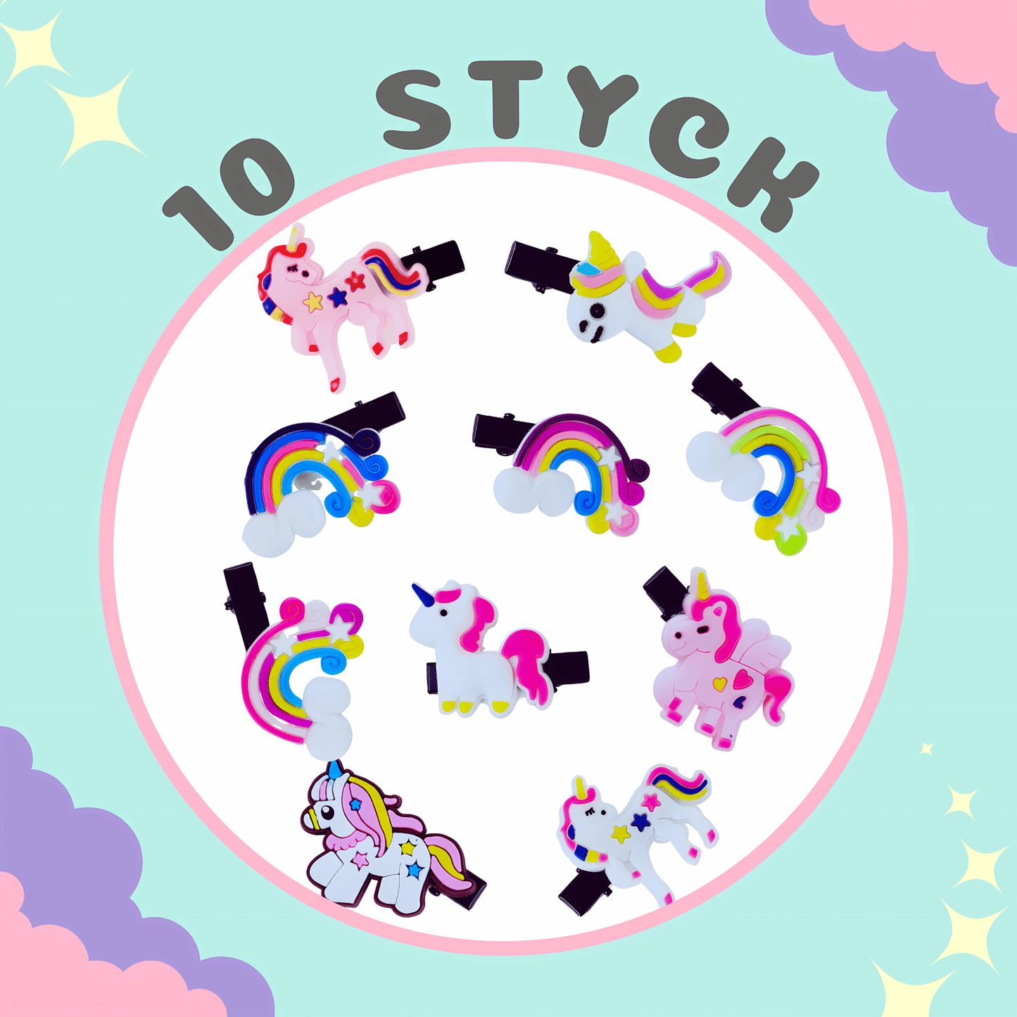10pcs of Unicorn Themed Hair Clips for Girls - Gummia