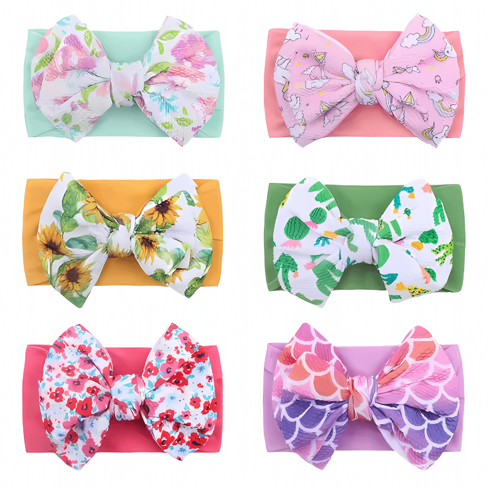Baby Girl Cute Soft Nylon Headband Bow/ Turban - Gummia