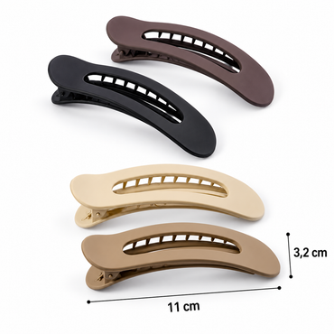 Matt oval platt hårklämma – liten & lång - 11cm