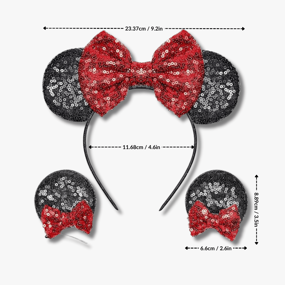 Glitter Mouse Ears Headband & Hair Clips Set - Gummia