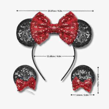 Glitter Mouse Ears Headband & Hair Clips Set - Gummia