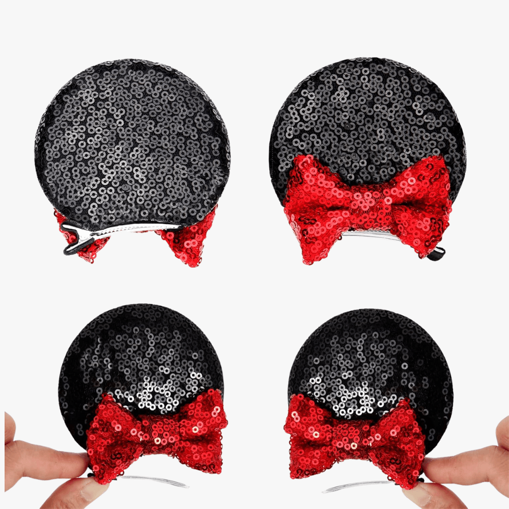 Glitter Mouse Ears Headband & Hair Clips Set - Gummia