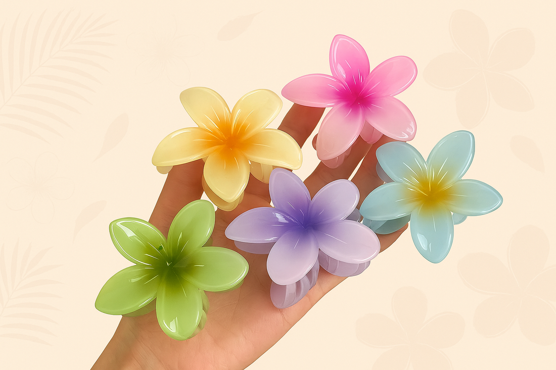 Plumeria flower clips,Hair Clips,  Women Hair clips, Summer Collection, Gummia