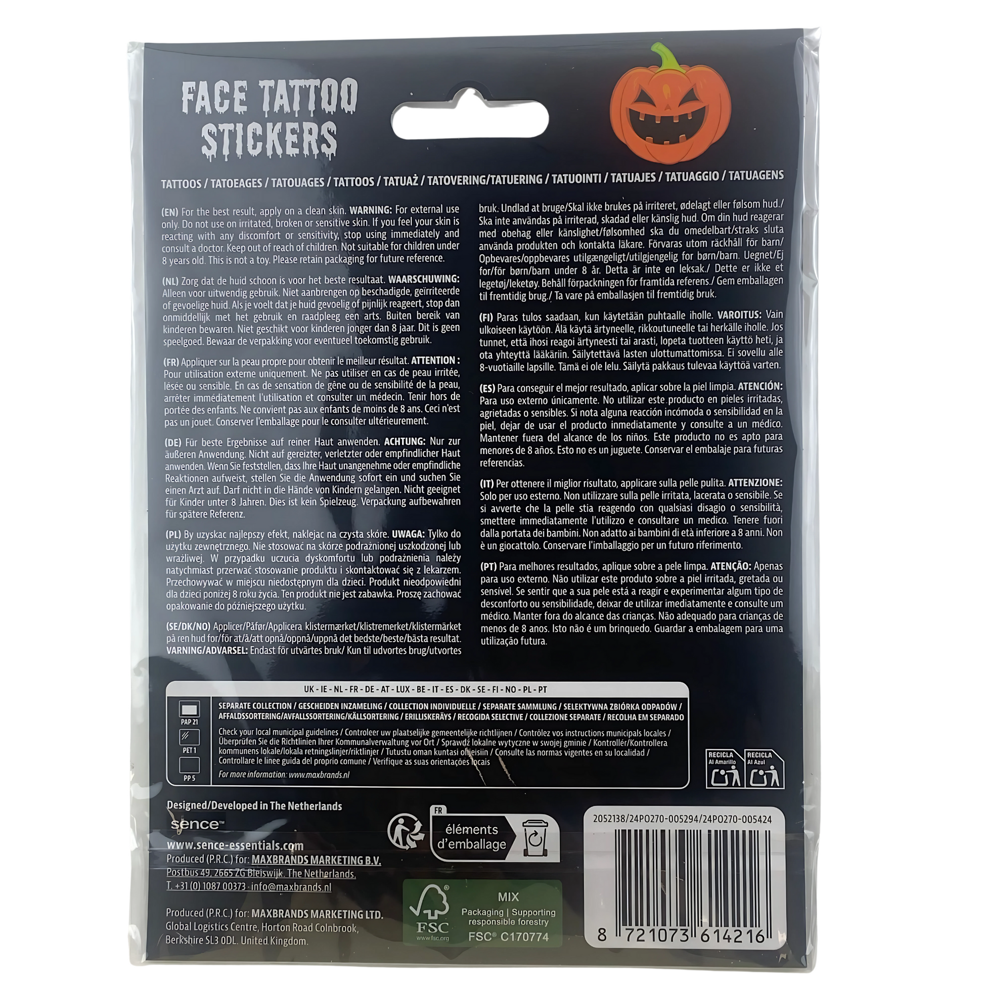 Halloween Face Tattoo Stickers