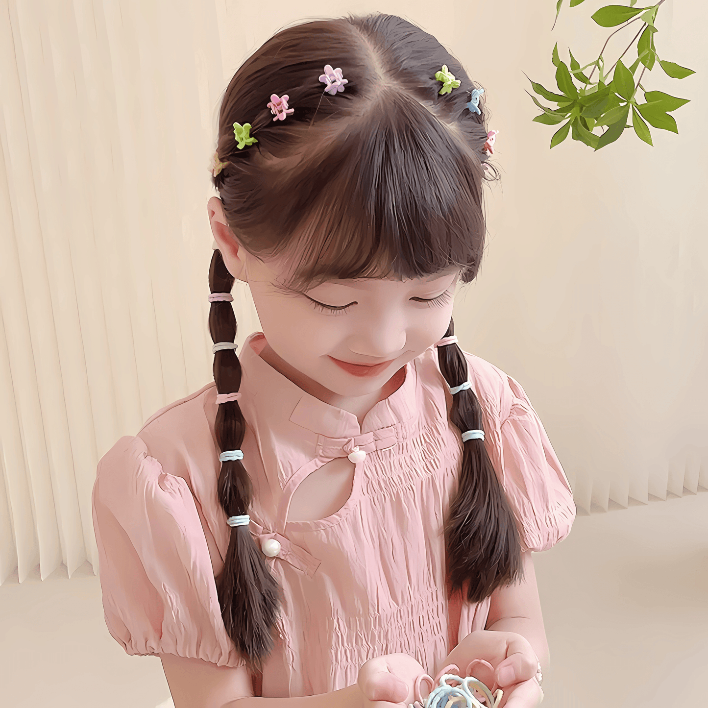 54-Piece Mini Hair Ties and Claw Clip Hair Accessory Set - Gummia