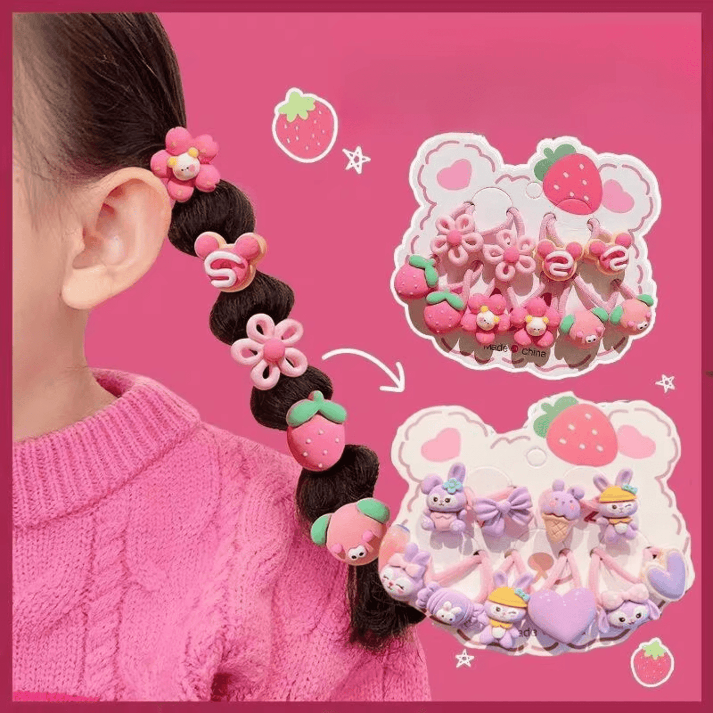 High Quality Cartoon Hairties 10pcs/card - Gummia