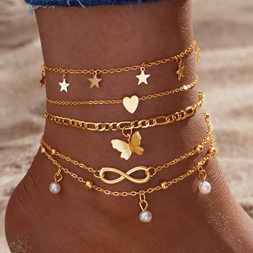 Gold and Silver Plated Anklets for Teens and Women