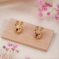 Gold plated Reindeer Crystal Stud Christmas Earrings