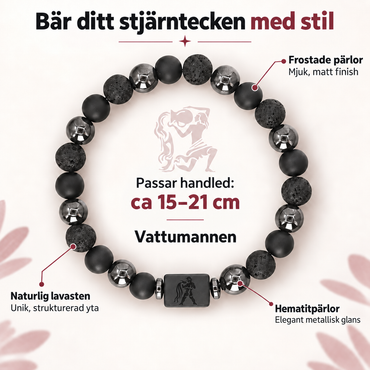 Stjärnteckenarmband i natursten med dubbelsidigt motiv – 12 stjärntecken
