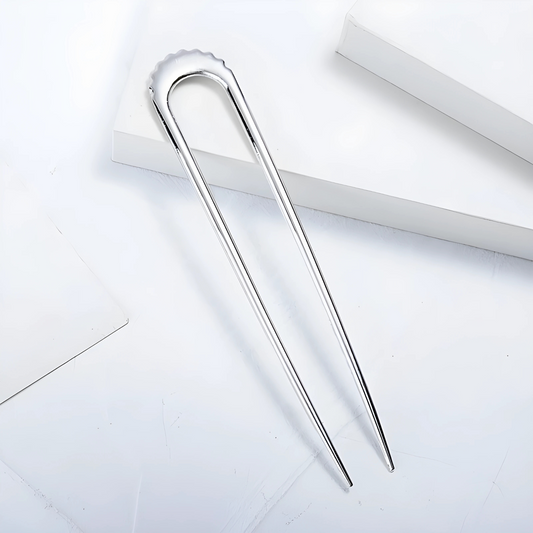 Elegant Metal U-Shaped Hair Pin – Silver & Gold Finish