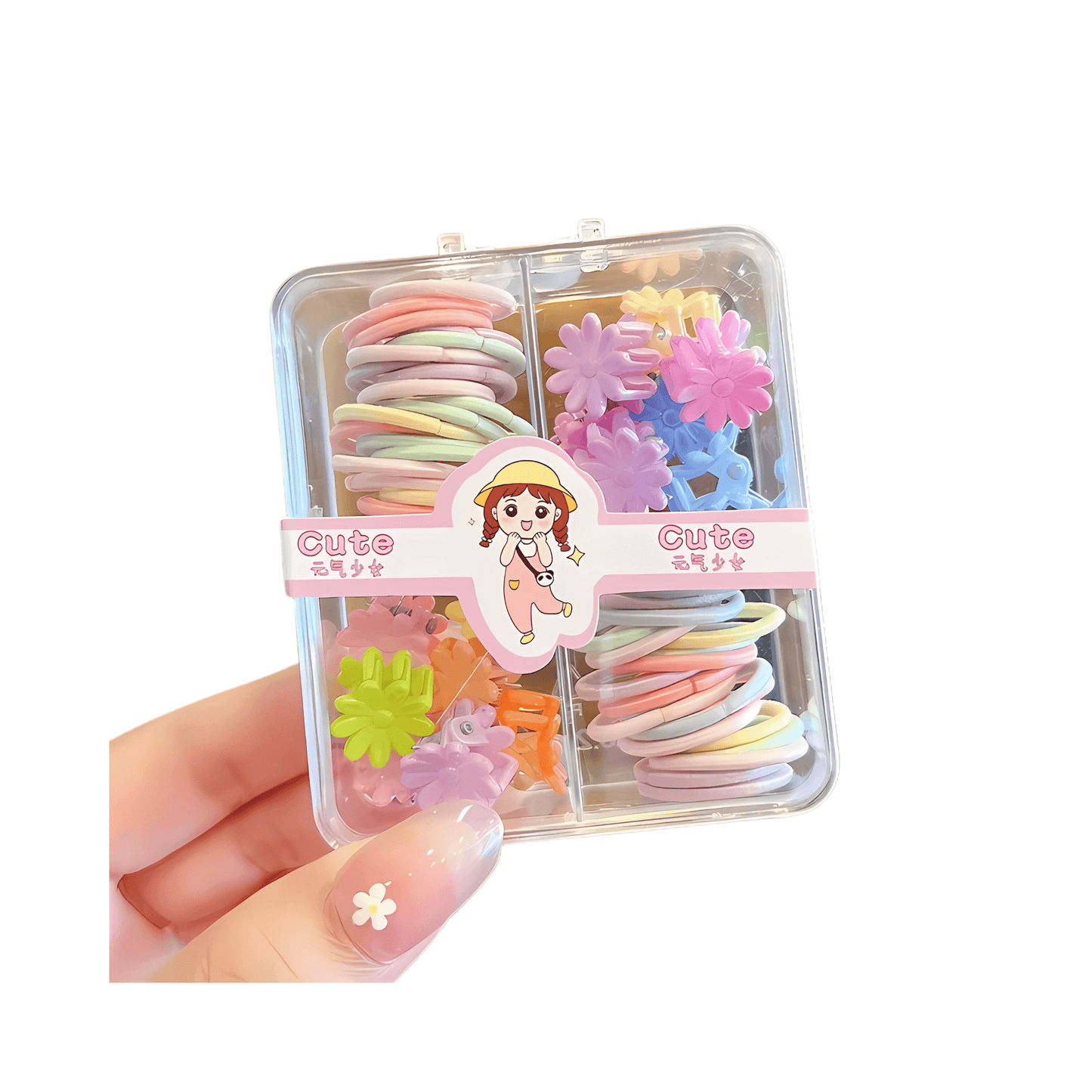 54-Piece Mini Hair Ties and Claw Clip Hair Accessory Set - Gummia